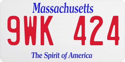 MA license plate 9WK424