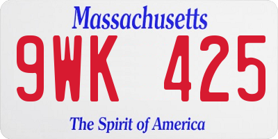 MA license plate 9WK425