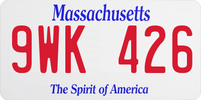 MA license plate 9WK426