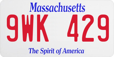 MA license plate 9WK429