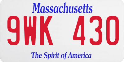 MA license plate 9WK430