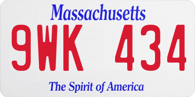 MA license plate 9WK434