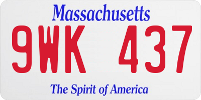 MA license plate 9WK437