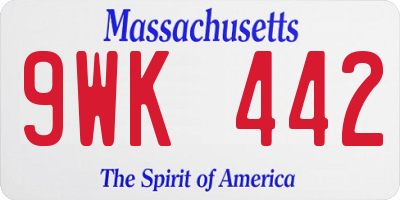 MA license plate 9WK442