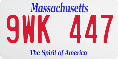 MA license plate 9WK447