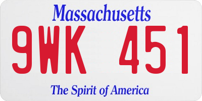 MA license plate 9WK451