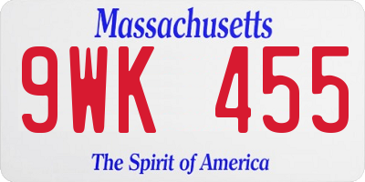 MA license plate 9WK455
