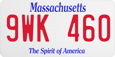 MA license plate 9WK460