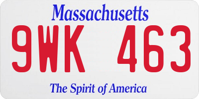 MA license plate 9WK463
