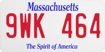 MA license plate 9WK464