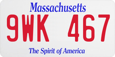 MA license plate 9WK467
