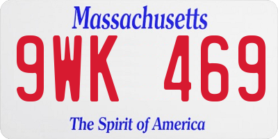 MA license plate 9WK469