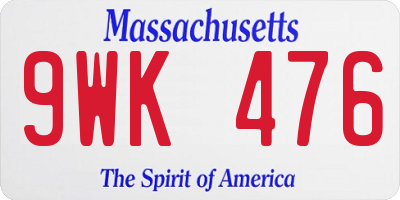 MA license plate 9WK476