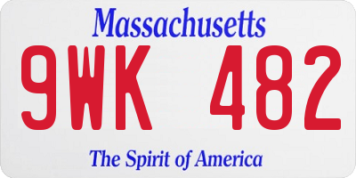 MA license plate 9WK482