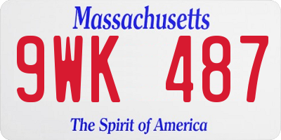 MA license plate 9WK487