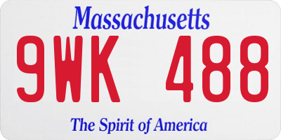 MA license plate 9WK488