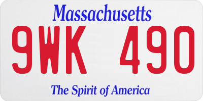 MA license plate 9WK490