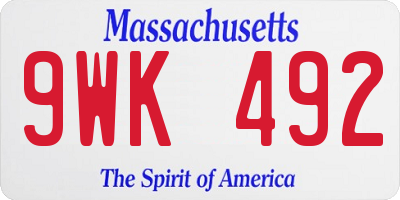 MA license plate 9WK492