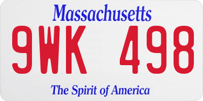 MA license plate 9WK498