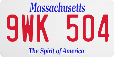 MA license plate 9WK504