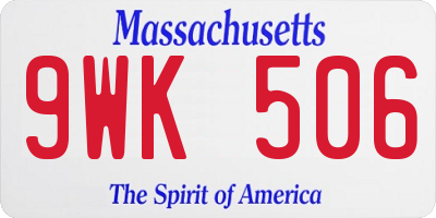 MA license plate 9WK506