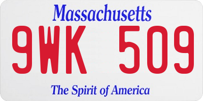MA license plate 9WK509