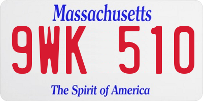 MA license plate 9WK510