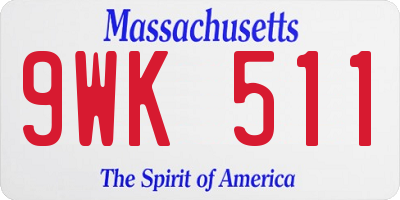 MA license plate 9WK511