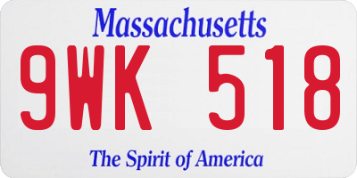 MA license plate 9WK518