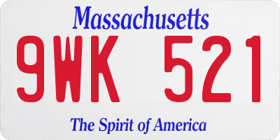 MA license plate 9WK521
