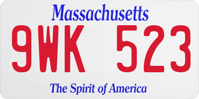 MA license plate 9WK523