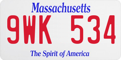 MA license plate 9WK534