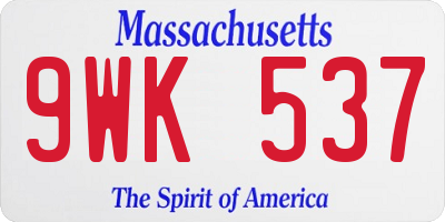 MA license plate 9WK537