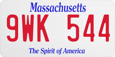 MA license plate 9WK544