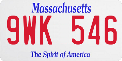 MA license plate 9WK546