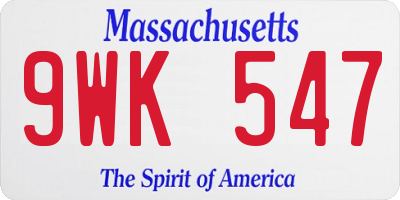 MA license plate 9WK547