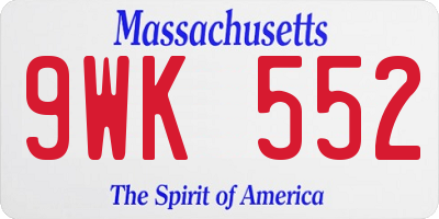 MA license plate 9WK552