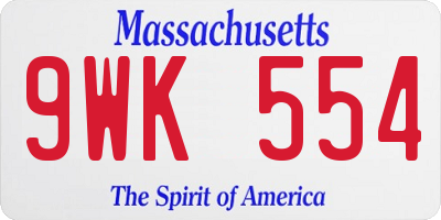MA license plate 9WK554