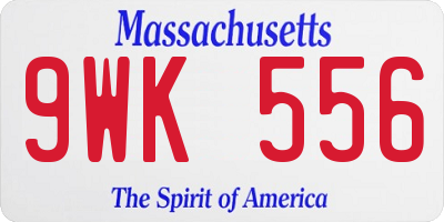MA license plate 9WK556