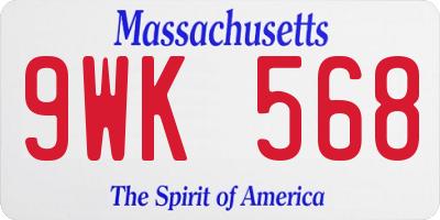 MA license plate 9WK568