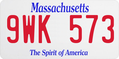 MA license plate 9WK573