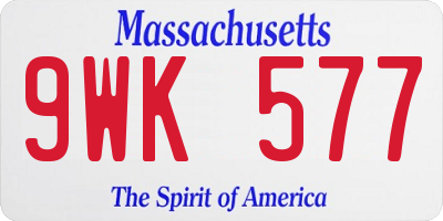 MA license plate 9WK577