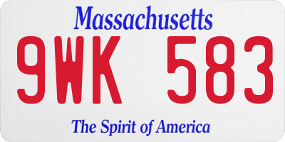 MA license plate 9WK583