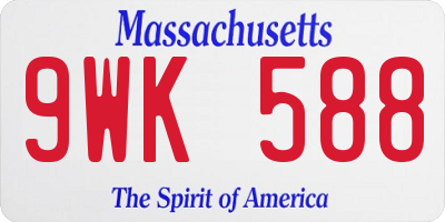 MA license plate 9WK588
