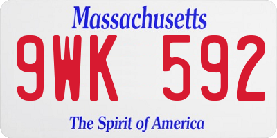 MA license plate 9WK592