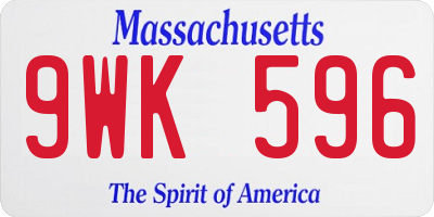 MA license plate 9WK596