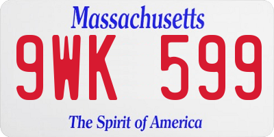 MA license plate 9WK599