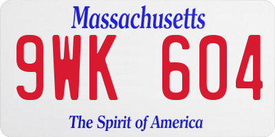 MA license plate 9WK604