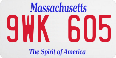 MA license plate 9WK605