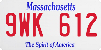 MA license plate 9WK612